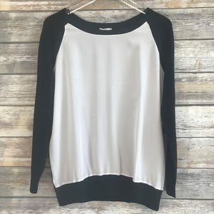 Joie | Black + White Color Block Top